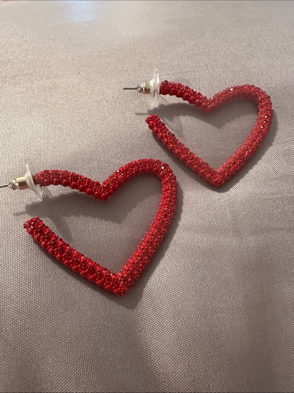 Fun blingy red heart earrings